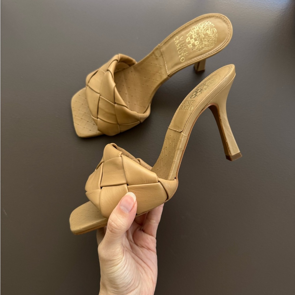 Vince Camuto woven leather kitten heels